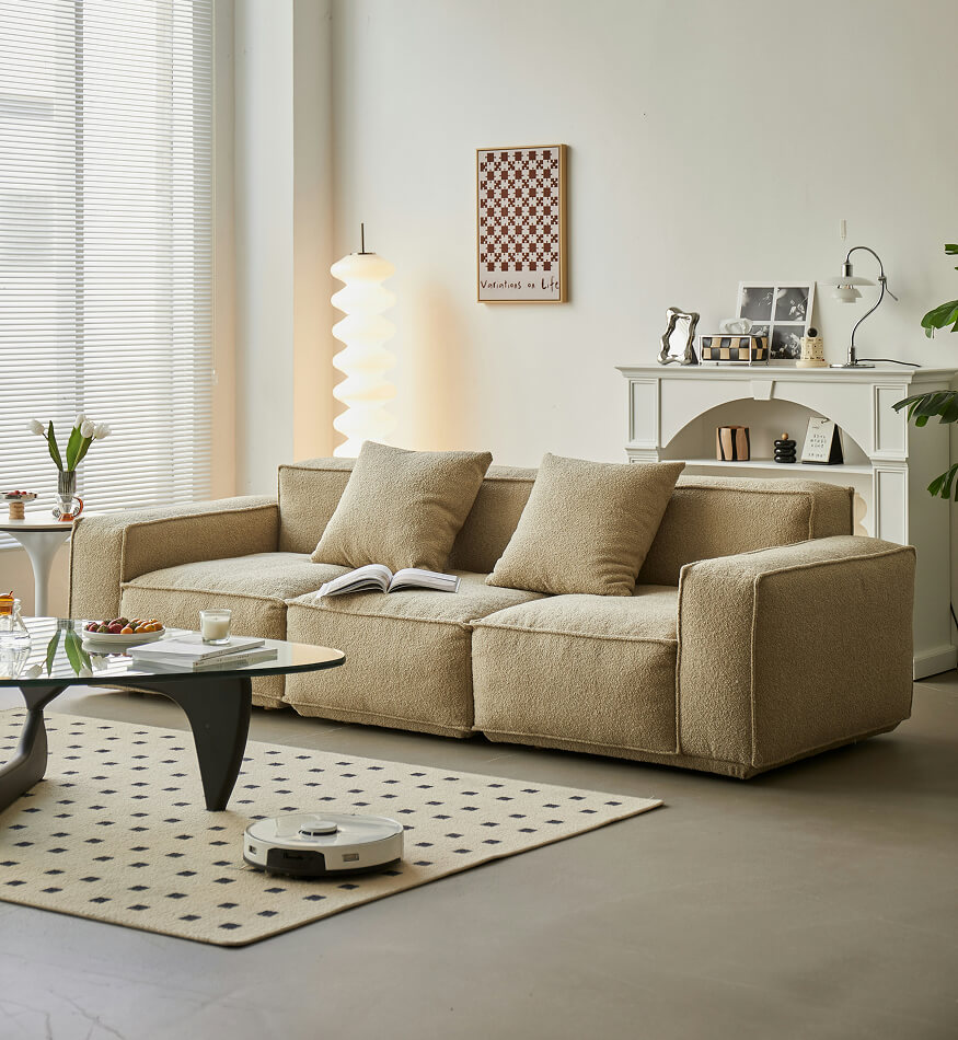 Sofá en tejido lavable tonos tierra